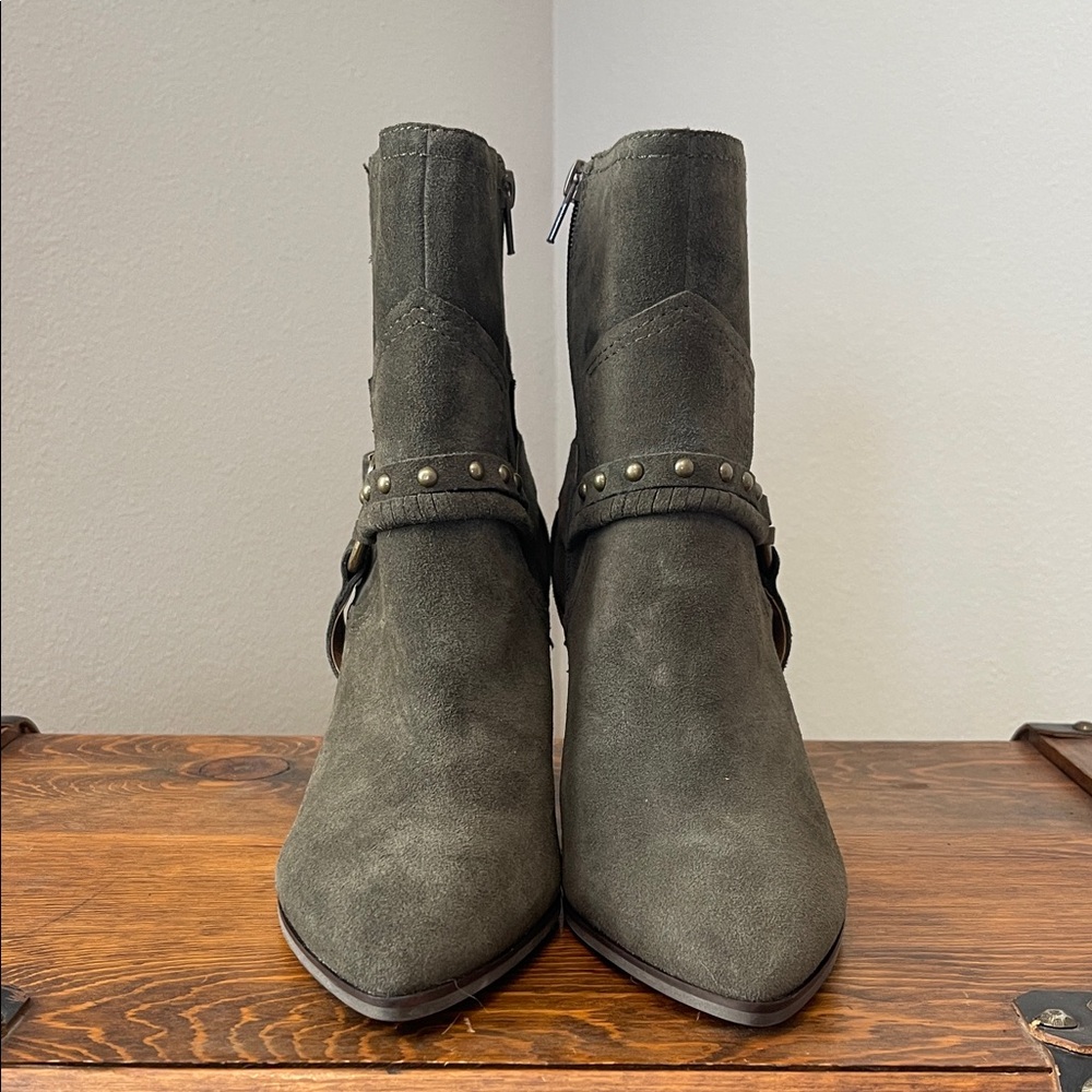 Lucky Brand MAJOKO- Olive Colored Suede Ankle Booties